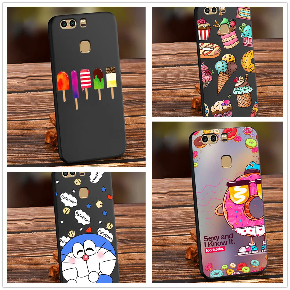 Симпатичные Модные пончики мороженое пиццы Doraemon ТПУ Телефон чехол для Huawei p8 p9 p10