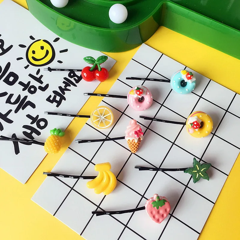 Супер милые заколки в стиле Харадзюку модные Мультяшные фрукты конфеты серия