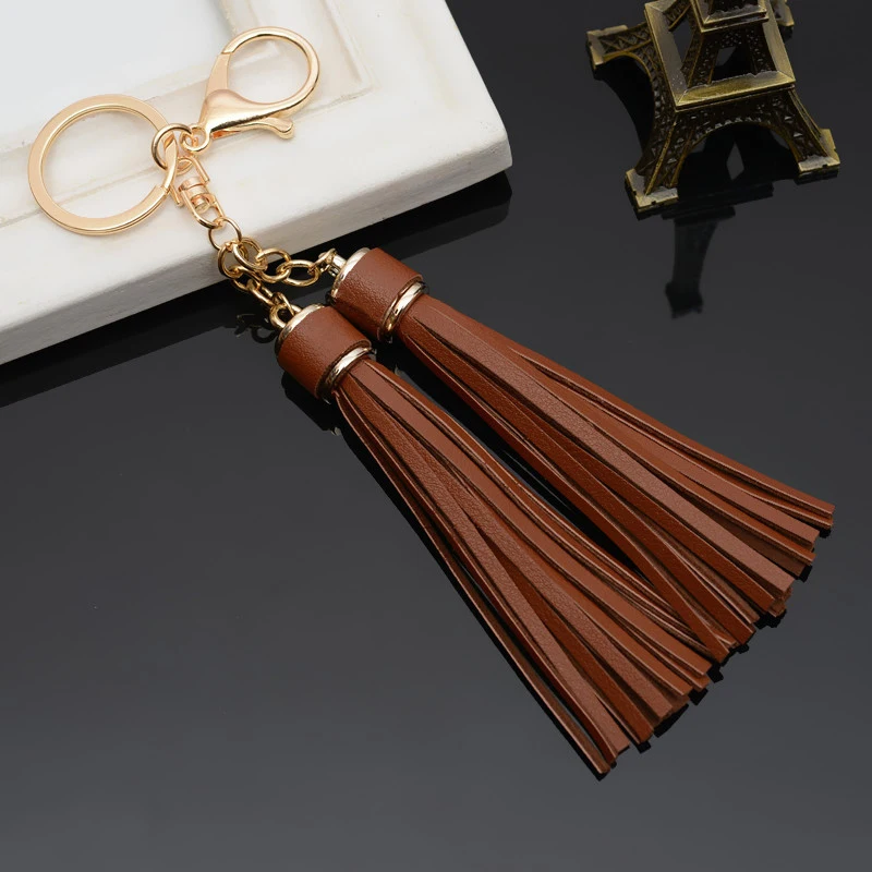 PU Leather Tassel Key Chain Ladies Fringe Handbag Car Keyring Tassel Pendant Phone Chain Fashion Bag Accessoris Chic Gift