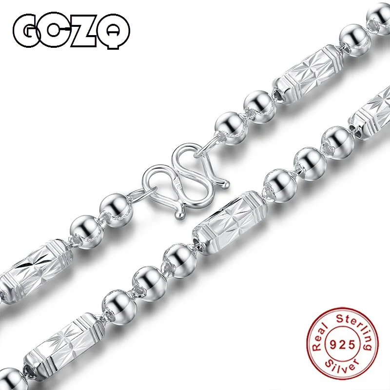 GCZQ 925 Чистое серебро мужское ожерелье из стерлингового серебра шестиугольное легкое ожерелье из бисера модная цепочка