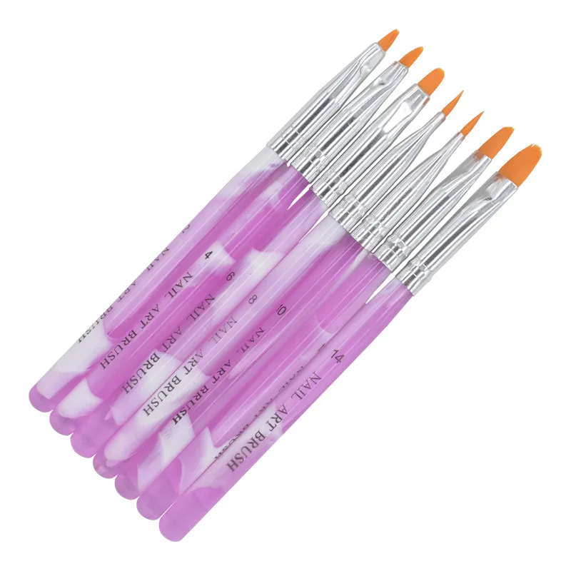 

7 Pcs/Pack Acrylic Nail Art Tips UV Gel Builder Set Painting Brush Design Pen DIY 21