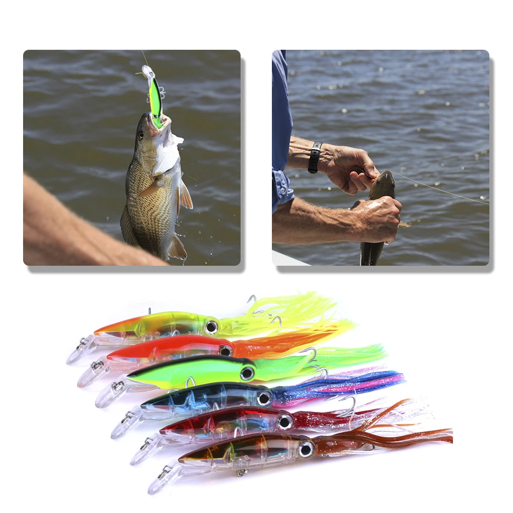 6+4 pcs High Quality Lifelike Octopus Squid Jig Fishing Lure 24cm / 40g 6 Colors Available bait with Treble Hook Tackle | Спорт и