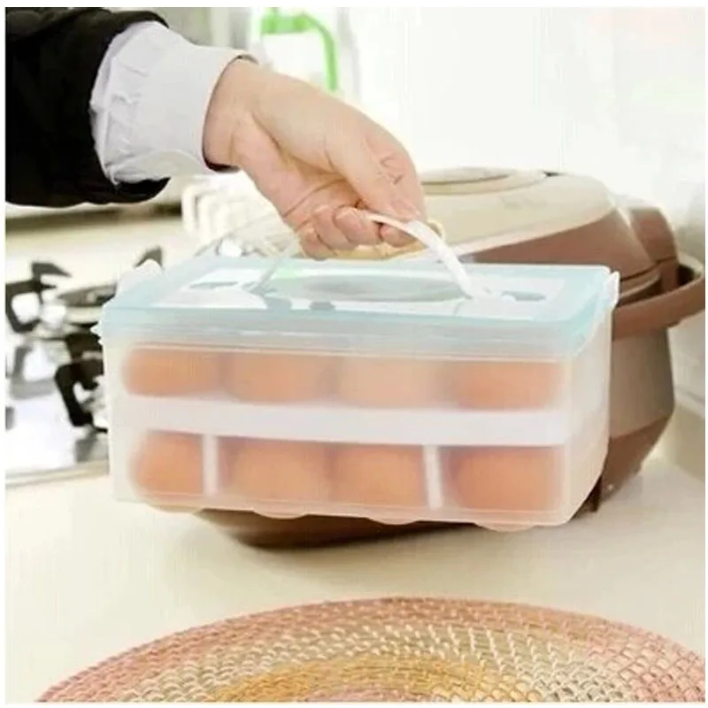 Кухонные принадлежности двухслойная пластиковая коробка для яиц хранения