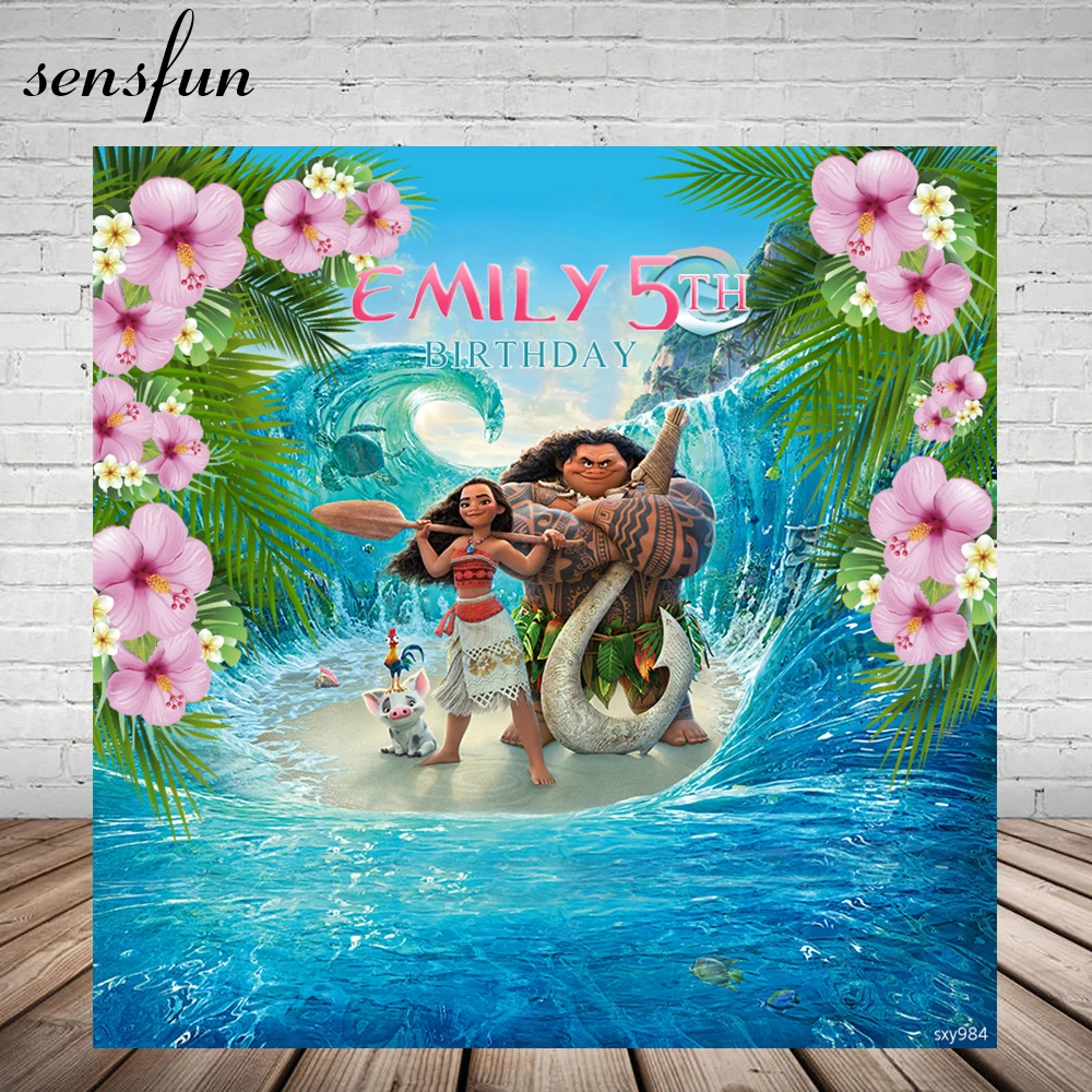 Sensfun цветы Моана обувь для девочек день рождения фон Waialiki Мауи вечерние события баннер новорожденных фотостудия 7x5FT