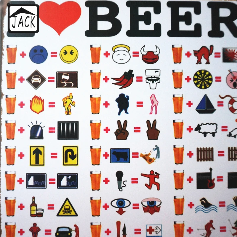Забавный винтажный постер I Love Beer металлические оловянные вывески 20х30см железная