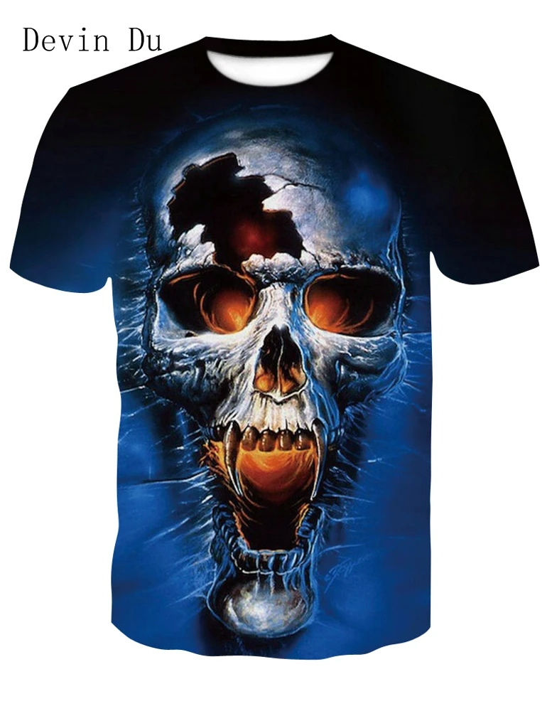 Футболка Devin Du Thunder Skull европейские размеры мужские и женские летние футболки в