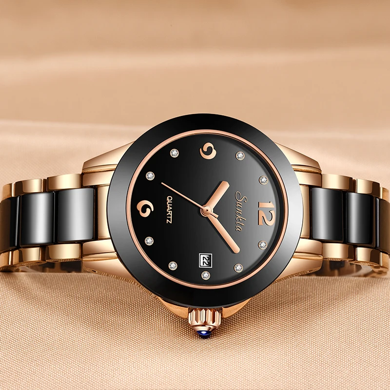 Часы SUNKTA женские кварцевые под розовое золото брендовые Роскошные наручные со