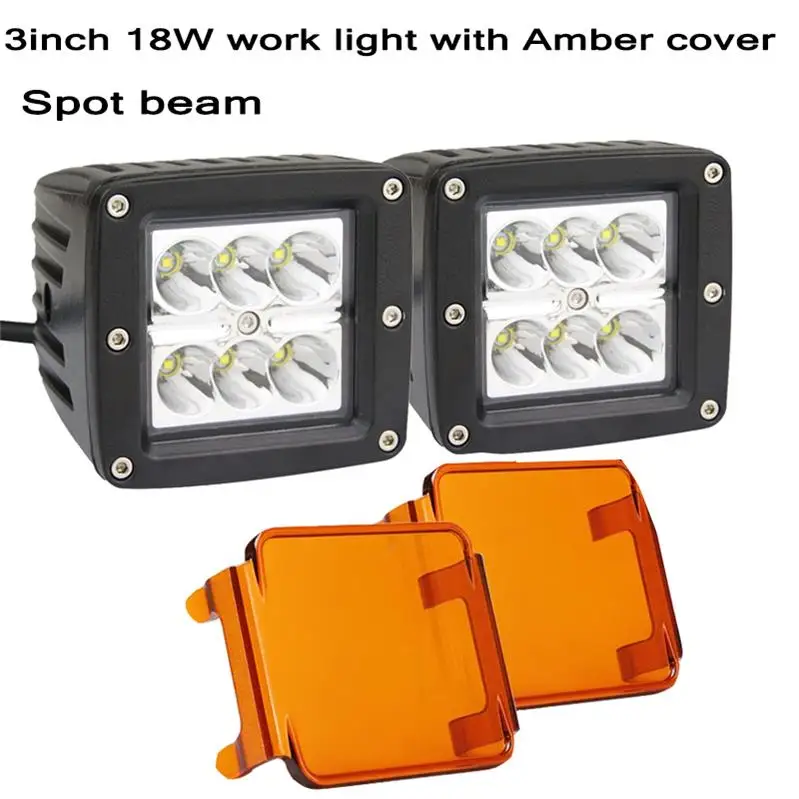 2pc 18W spot amber 3 дюйма 18 Вт светодиодный рабочий светильник светодиодный бар внедорожный 4x4 atv точечный прожектор противотуманный светильник для мотоцикла Трактор Лодка внедорожный грузовик внедорожник - Цвет: 2pc 18W spot amber