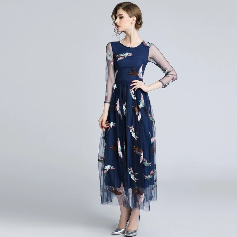 Роскошные богемное платье 2019 Осень ВПП элегантный Брендовая Дизайнерская обувь