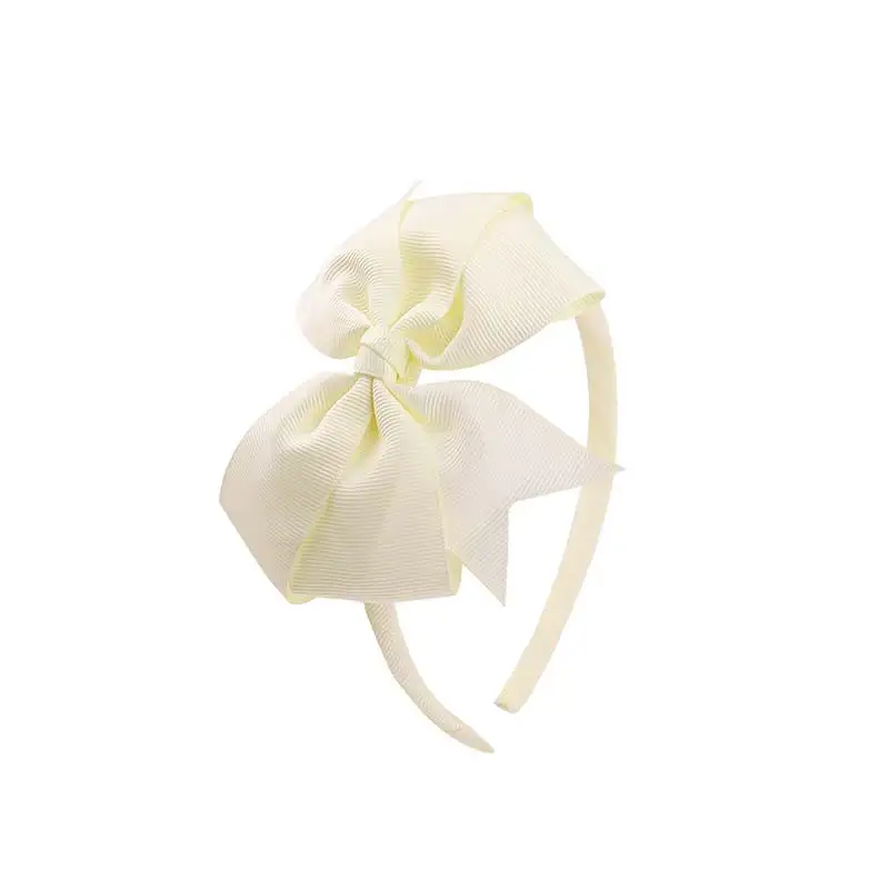 Cream coloured D Новинка, 98 цветов, повязка для волос с бантом для девочек, детская цельная повязка для волос с корсажной лентой ручной работы, аксессуары для волос в горошек, головной убор - Цвет: Cream coloured D