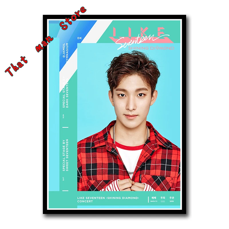 Корейский плакат группы seventeen прозрачные наклейки на стену с изображением