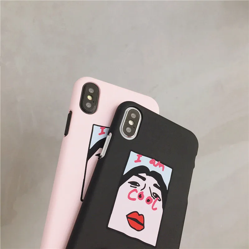 Корейский Забавный чехол для телефона iPhone 6 Puls 6S 7 8 Plus X XS жесткий матовый задней