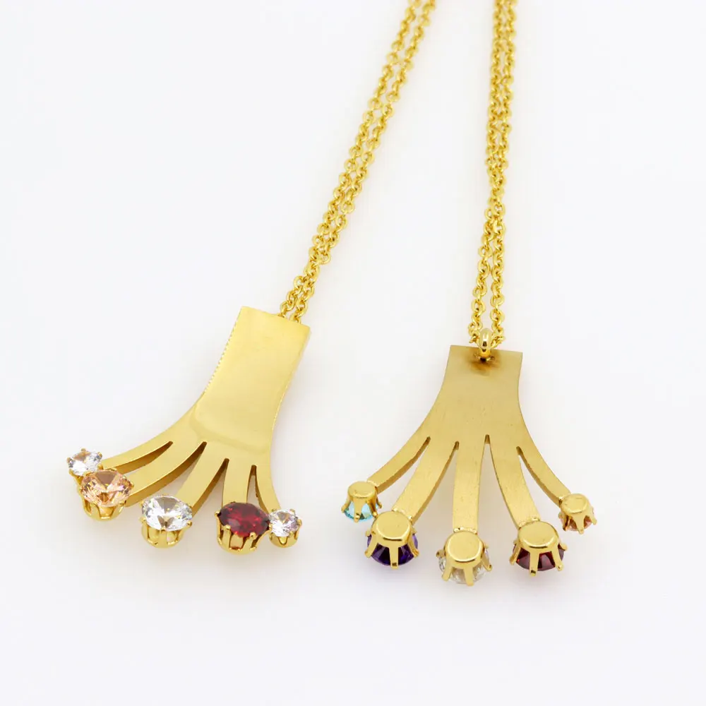 Женский ювелирный бренд золотой цвет Пальма форма кубического циркония кулон