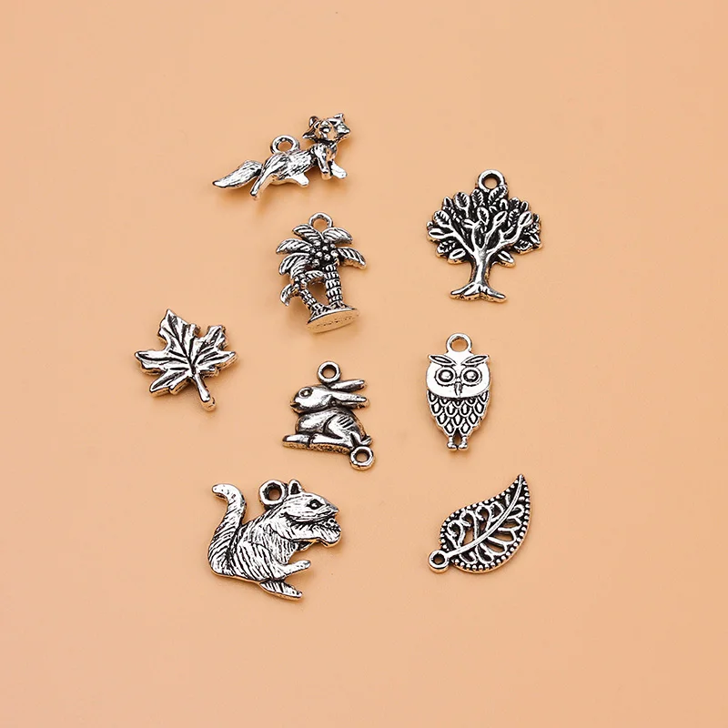 8 шт. смешанный Античный цвет серебра талисман подвески в виде совы дерева