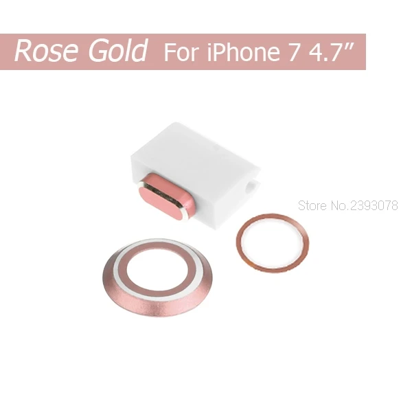 RoseGold For i7 i8 BINFUL для iPhone 7, 8, 4,7 Plus, 5,5, 3 в 1, металлическая задняя камера, защитная крышка, чехол, кнопка домой, наклейка, кольцо, заглушка от пыли - Цвет: RoseGold For i7 i8
