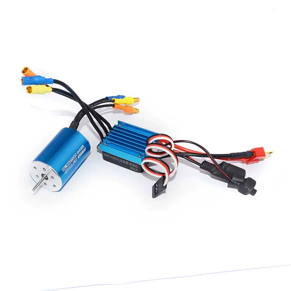 Бессенсорный бесщеточный двигатель RC 2435 4500/3300KV 4P с 25 А бесщеточным ESC для 1/16 1/18