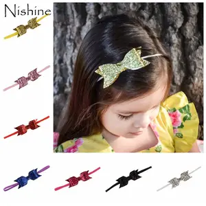 NISHINE бант с пайетками для маленьких девочек, детские резинки для волос, банты на голову, тюрбан, повязка на голову, аксессуары для детей, украшения для волос