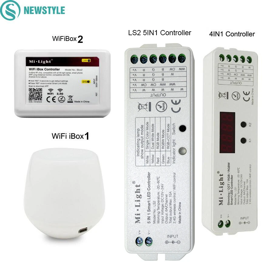 Newstyle milight светодиодные контроллер LS2 5IN1 LS1 4IN1 Smart LED Wi Fi iBox1 для RGB/RGBW/rgbcct полосы