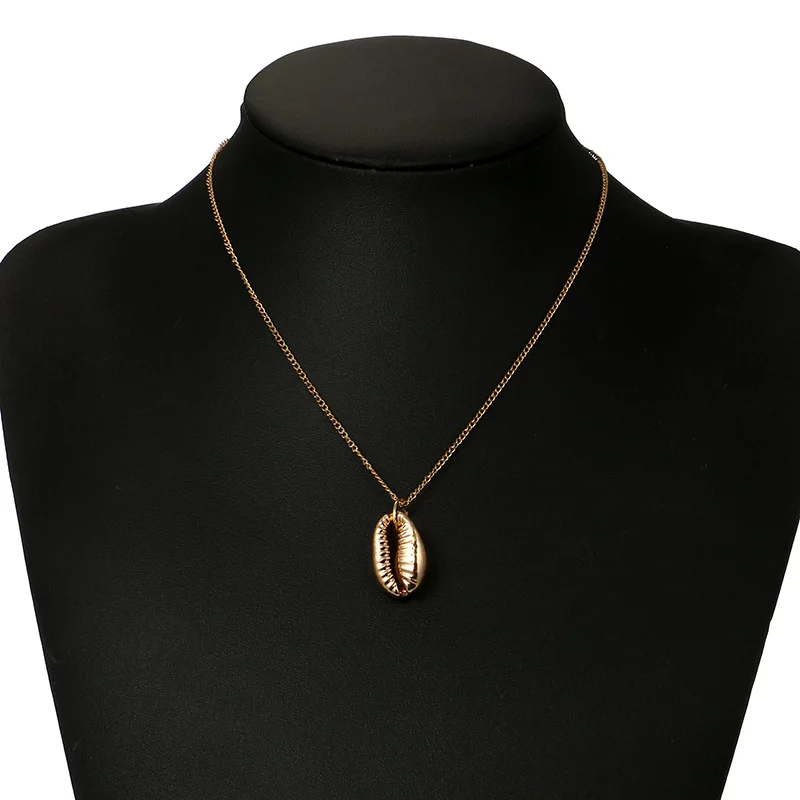 Vintage Silver Gold Alloy Conch Necklace For Women Shell shape Pendant Simple Ocean Beach Bohemian Fashion Jewelry Party Gift | Украшения и