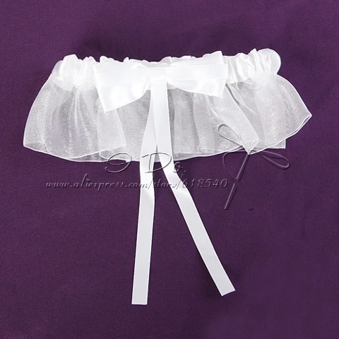 

Free Shipping White Satin And Organza Wedding Garter With Bow /2013 New Arrival/Bridal Garter