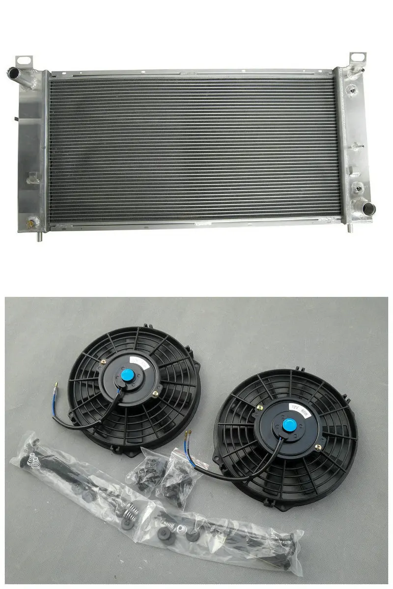 Горячая Распродажа новый алюминиевый радиатор + 2 вентилятора для Chevy Silverado Cadillac GMC
