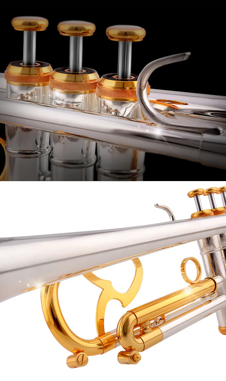 JAZZOR JZTR-800 профессиональные трубы B плоские золотые и серебряные латунные духовые инструменты с Чехол мундштук