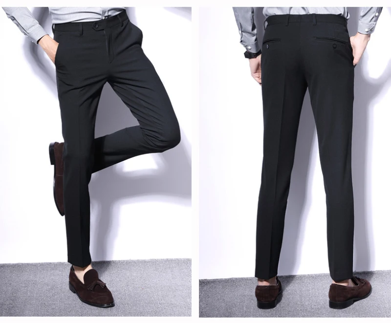 N& B брюки мужские формальные Бизнес Офис Slim Fit Брюки Для мужчин ботильоны-Длина брюки мужской классический черный костюм брюки SR42