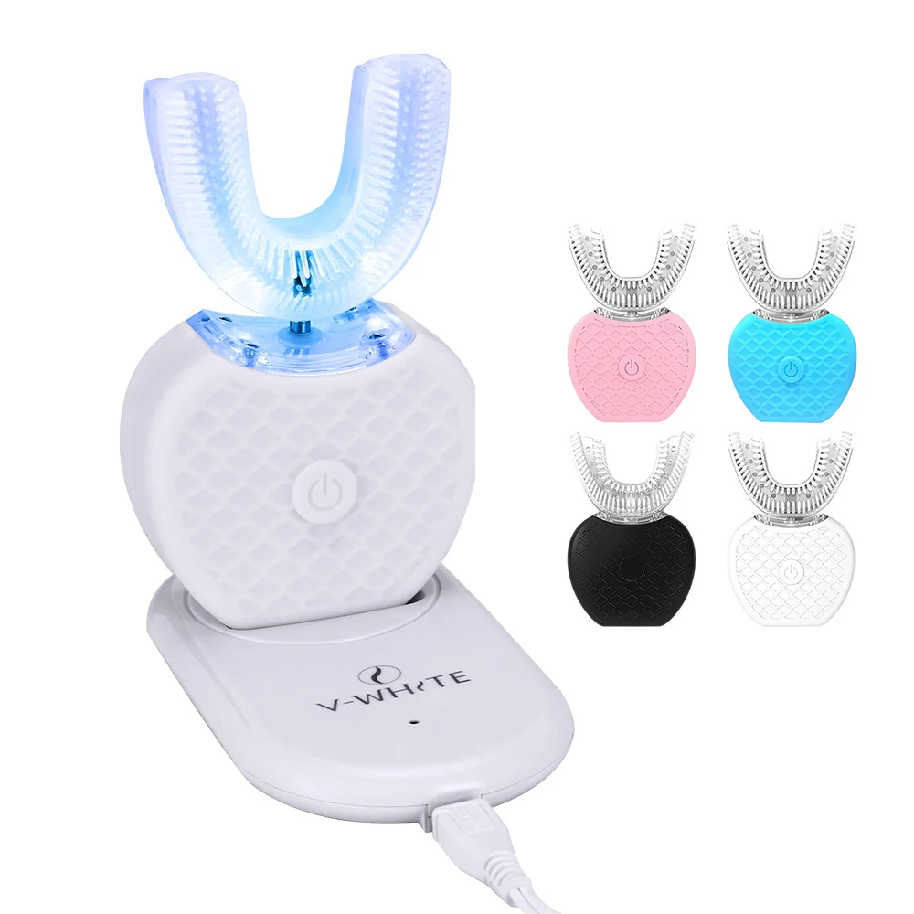 V-white 360 интеллектуальная автоматическая звуковая зубная щетка u-типа USB перезаряжаемая зубная щетка с силиконовой головкой зубная паста