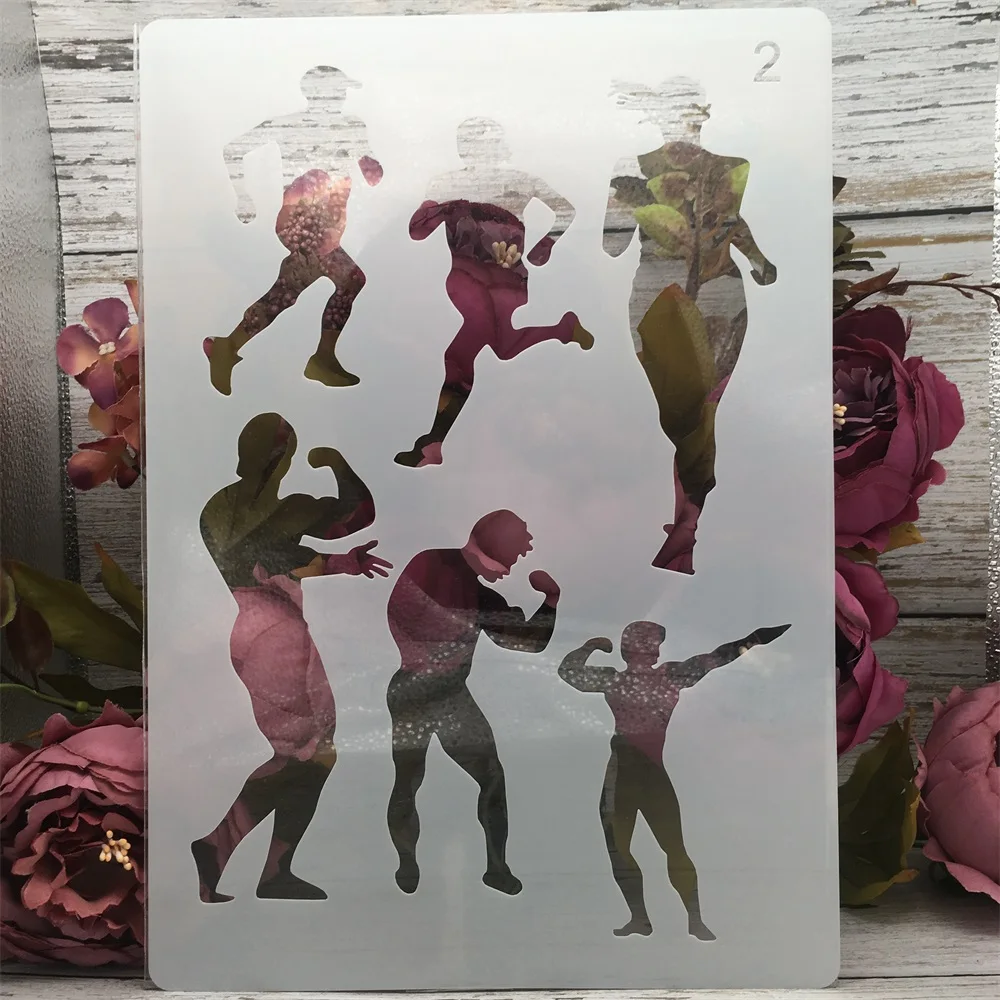 

A4 29cm Gym Fit Physical Man Woman DIY Layering Stencils Painting Scrapbook Coloring Embossing Album Decorative Paper Template