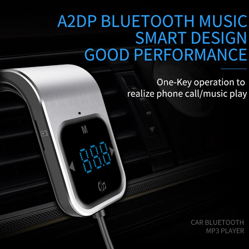 Передатчик с сенсорным управлением, Bluetooth, автомобильное радио, MP3 плеер, fm-модулятор, громкая связь, двойной USB, быстрое зарядное устройство, светодиодный
