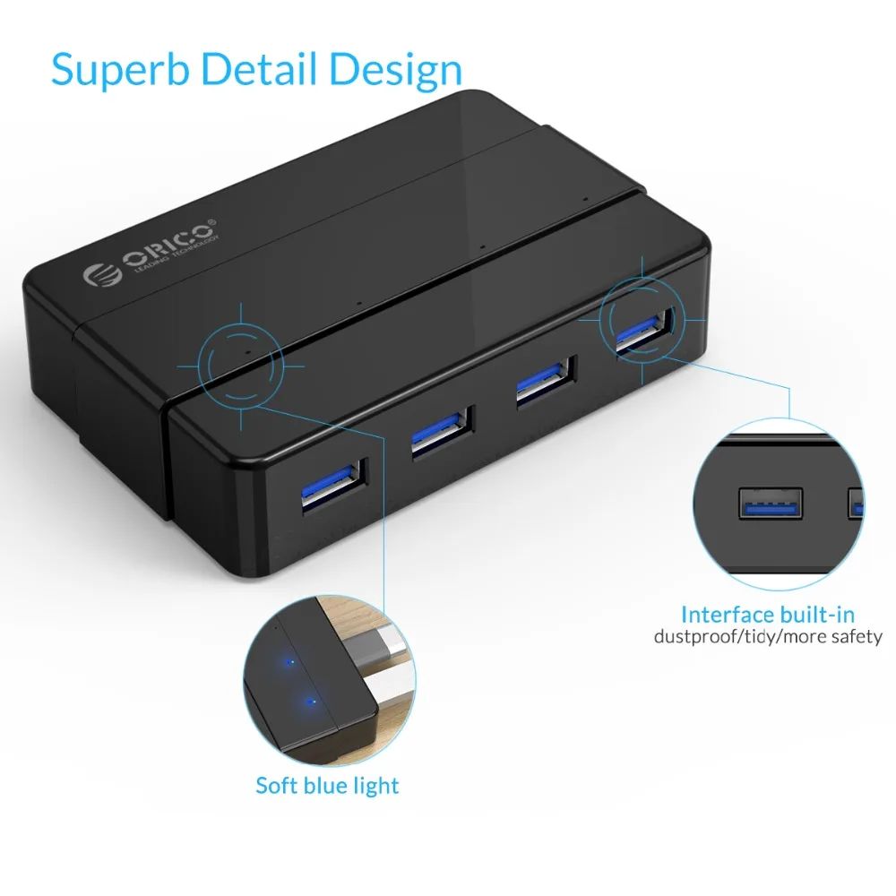 4 портовый USB Концентратор ORICO H4928 U3 для Windows XP / Vista 7 8 10 Linux Mac OS|usb3.0 hub|4 porthub port |