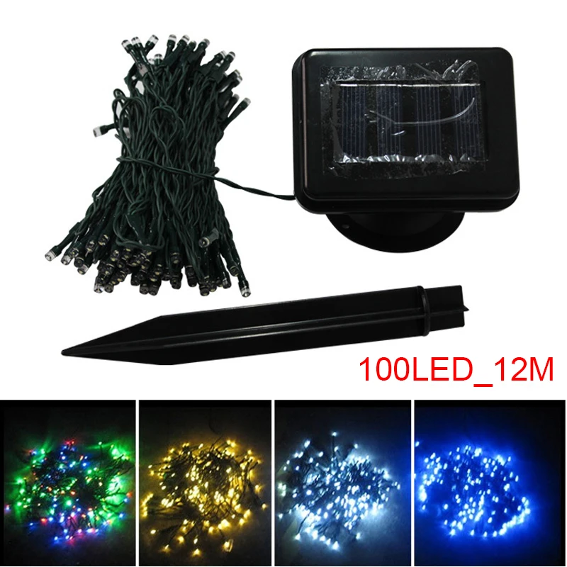 100 светодиодов 12 м наружная Солнечная алюминиевая панель светодиодная гирлянда