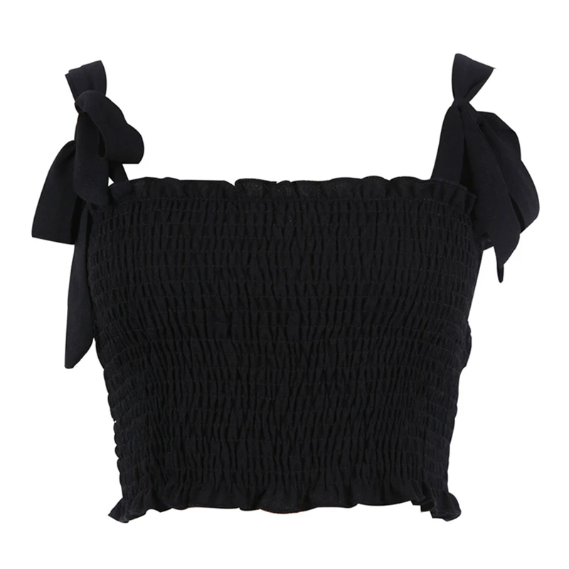 Женский топ бюстье Feamle на бретельках с рюшами эластичный укороченный