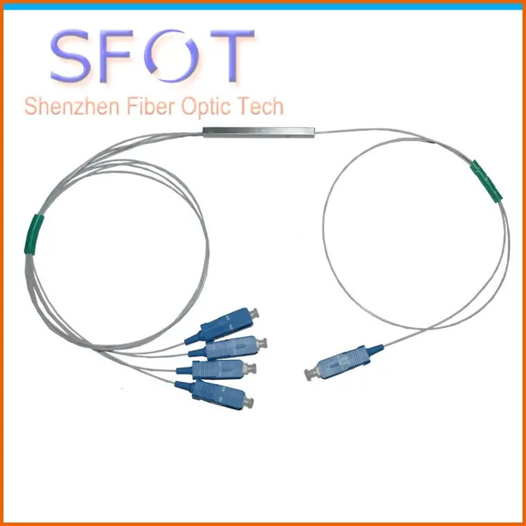 

10pcs/lot, FTTH accessories In Line SC/UPC 1x4 Port Mini PLC Splitter with SC/UPC connectors, SM, 0.9mm tube, 1m length