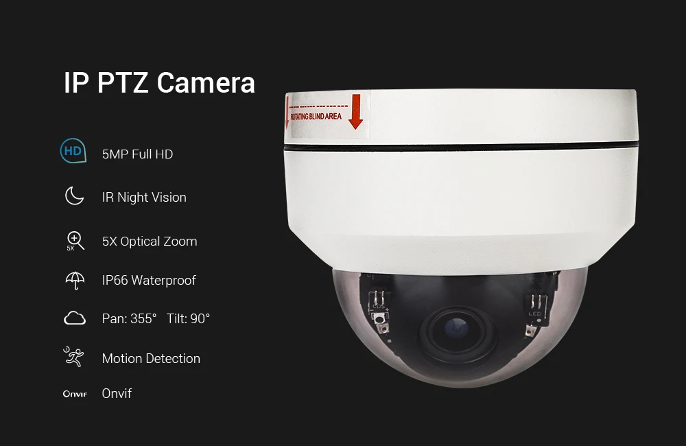 PTZ IP камера H.265 купольная камера наружная CCTV Камера Безопасности s 5MP 50m IR ночного видения Камара скорость наклона 5X цифровой зум