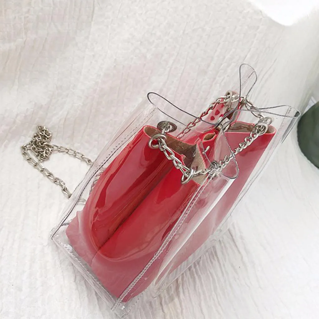 Women Small Transparent Bucket Bags Chain Bag Totes Compound Female sac transparent femme Dropshipping #BA30 | Багаж и сумки