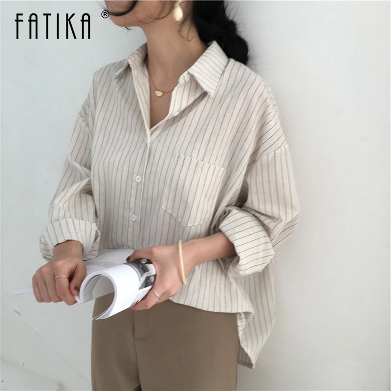 Женская блузка с длинным рукавом отложным воротником и карманами|Блузки| |