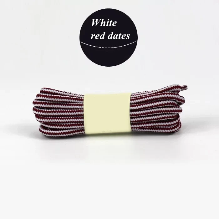 White red dates 1 пара Круглый полосатый двойной Цвет шнурки для обуви унисекс кожаный ботинок шнурки на открытом воздухе спортивные шнурки для кроссовок 70/90/120/150 см Длина - Цвет: White red dates