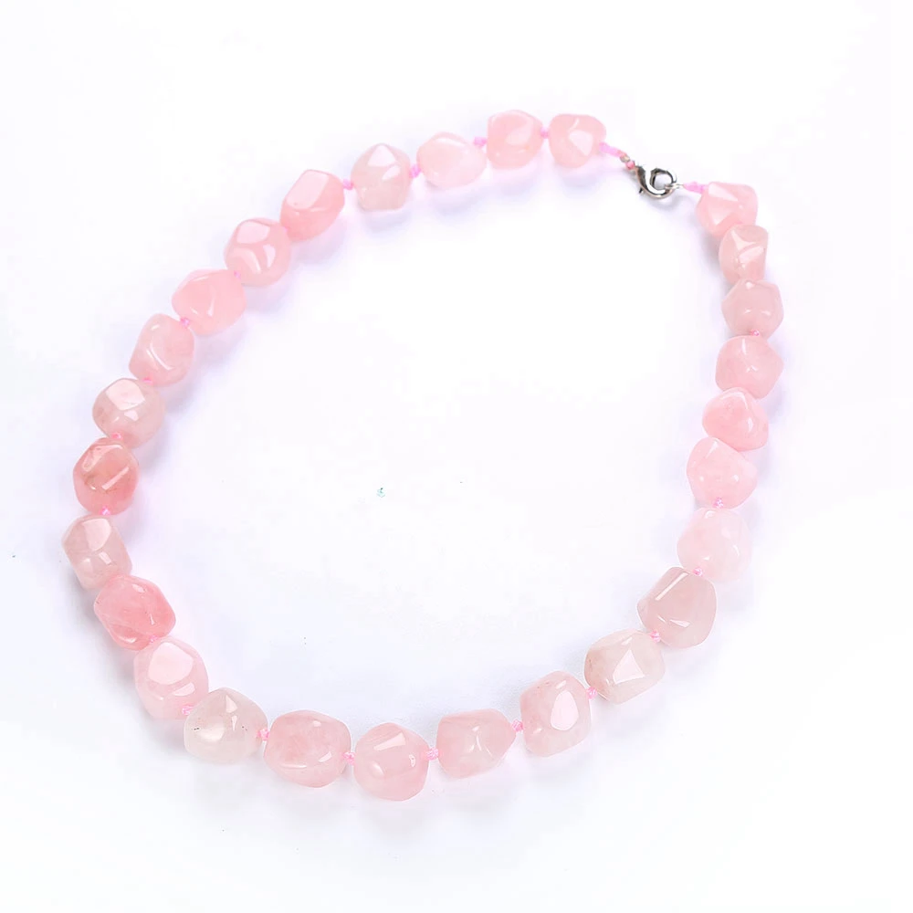 Natural Crystal Pendant Pink Stone Rose Quartz Necklace Women Miss Roller Cabochons Irregular Original Vintage Classic | Украшения и