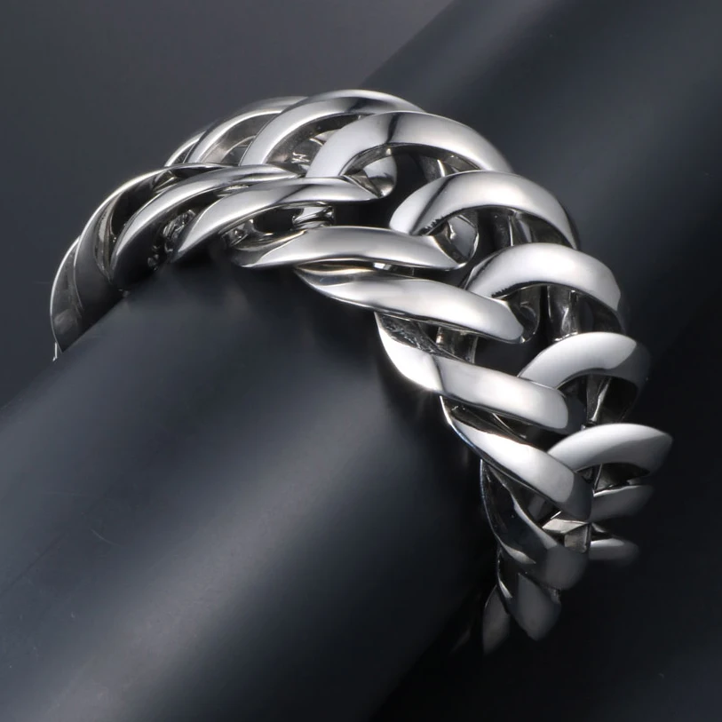 Мужские массивные байкерские браслеты Rocker браслеты-цепочки из нержавеющей стали