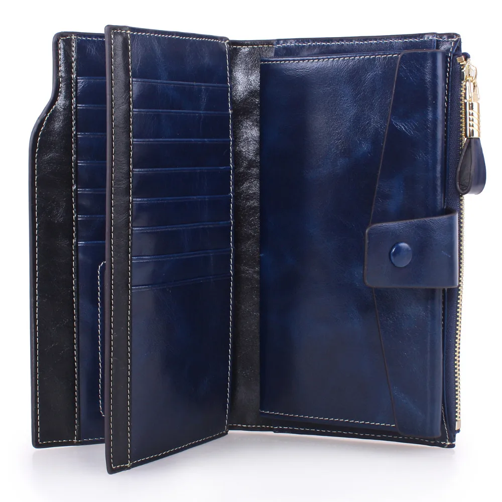 Womens Genuine Leather Wallet and Purse Clutch Large Capacity Luxury Long Business Zipper Pocket Female Card Holder hasp | Багаж и сумки