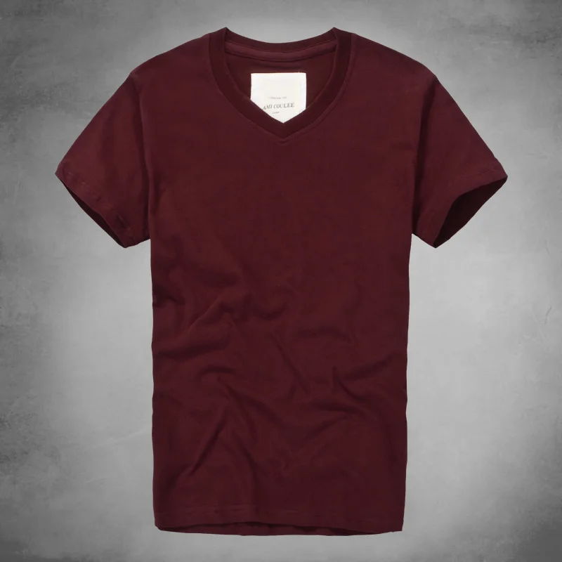 Новое поступление джемпер с v образным вырезом Однотонная футболка короткими