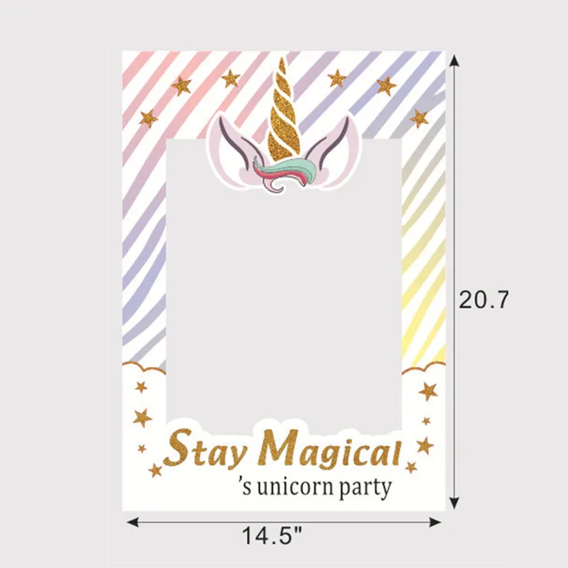1pcs photobooth prop Вечерние бумажные стаканчики с изображением единорога на день рождения, набор волшебных стаканчиков с изображением единорога, украшения для дня рождения, вечерние принадлежности для взрослых - Цвет: 1pcs photobooth prop