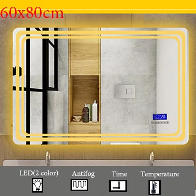 M016B-600x800mm Умное зеркало для ванной, анти-туман, светодиодный светильник, настенное туалетное косметическое зеркало с Bluetooth - Цвет: M016B-600x800mm