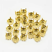 100pc 810121416mm golden flat round 201 stainless steel rhinestone claw settings for jewelry making diy accessories finding