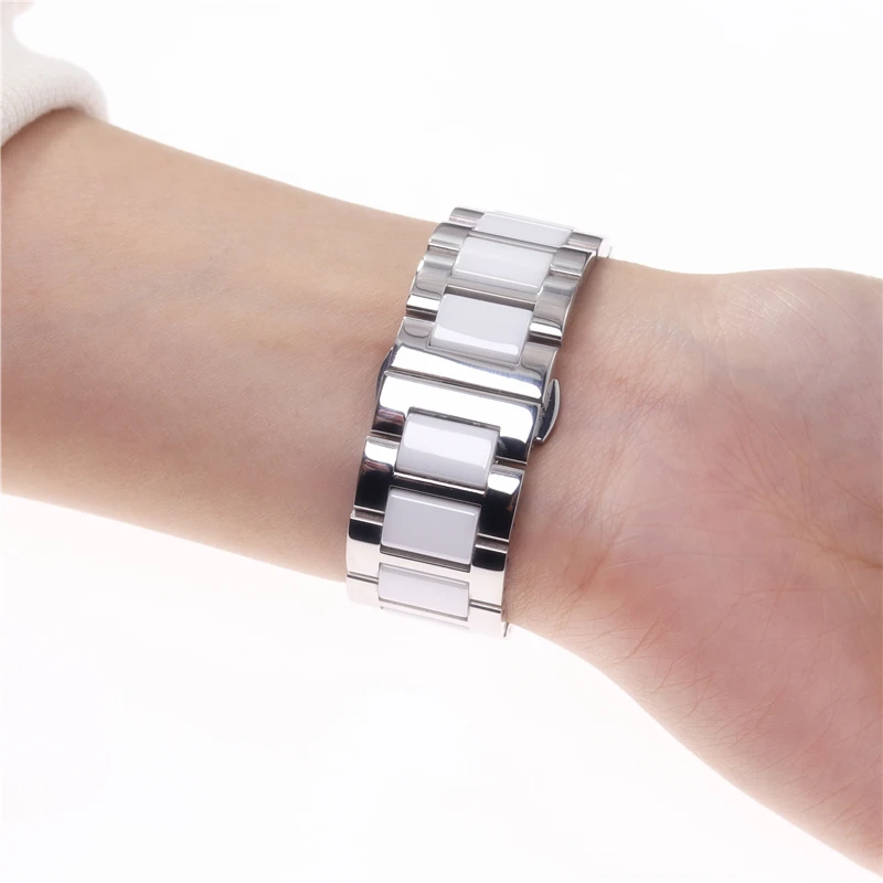Аксессуары для Apple Watch Iwatch ремешок 42 40 44 мм серия 3 4 5 розовое золото черный белый нержавеющая сталь серебро и керамические полосы