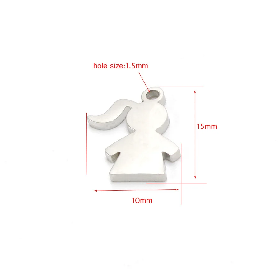 

Jaymaxi Stainless Steel Boy Girls Charms Mirror Polished Pendant DIY Jewelry Making for Bracelet Accessories 20Piece/lot