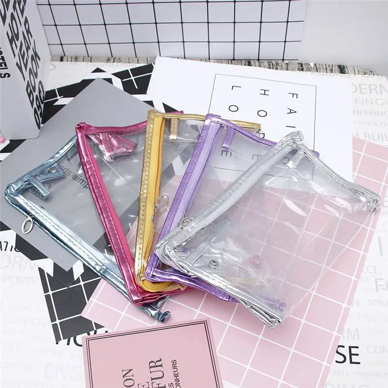 

New Arrival Clear Transparent Plastic PVC Travel Makeup Cosmetic Toiletry Zip Pouch Bag For Women Makeup Container Bag