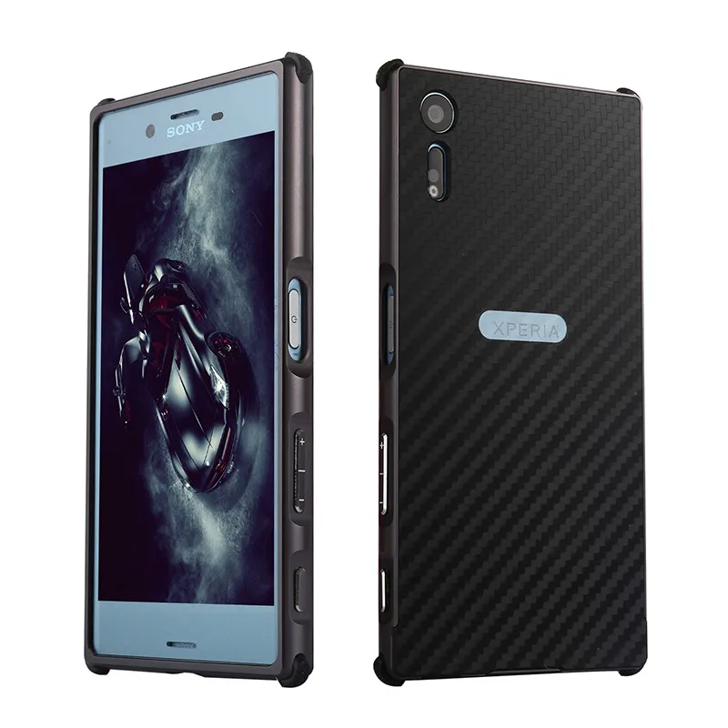 Черный Для sony XZ F8331 F8332 противоударный чехол с алюминиевой металлической рамкой и жесткой задней крышкой из углеродного волокна чехол для sony Xperia XZ F8331 - Цвет: Черный