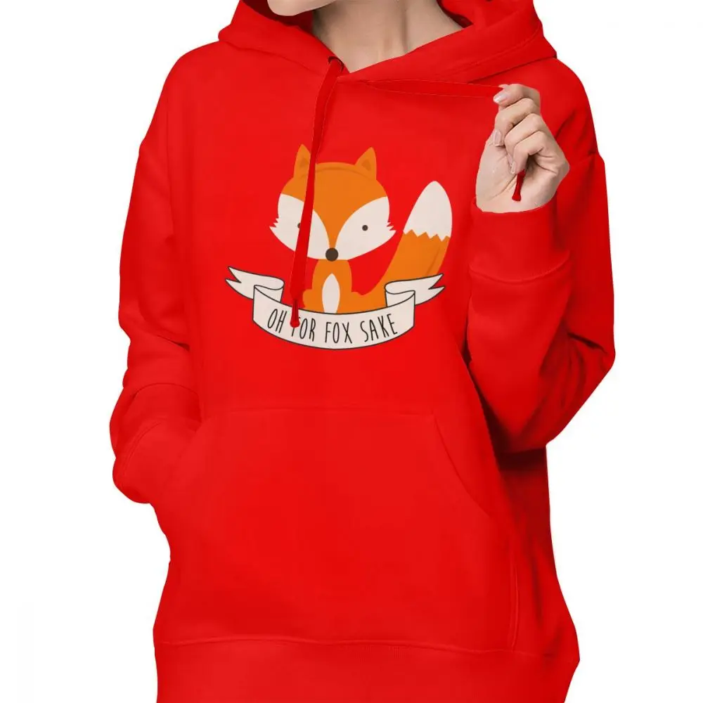 Толстовка Pun Oh For Fox Sake, толстовки большого размера, уличная одежда, толстовки, женские трендовые хлопковые с принтом, белый пуловер с длинным рукавом, худи - Цвет: Красный